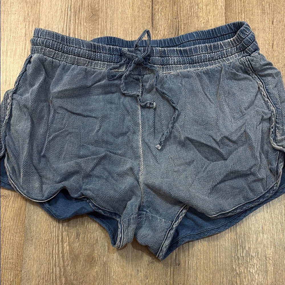 Pink Lily Blue Athletic Shorts with Elastic Waistband